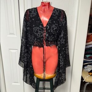 Killstar Black Sheer Star and Moon Top